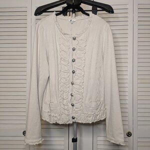 Kut from the Kloth sz:L Beige Jacket w/ruffles/Buttons